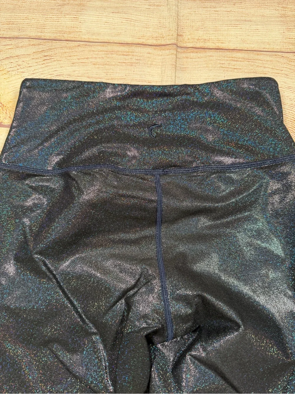High-Waist Black‎ Iridescent Sparkly Glitter Mermaid Leggings